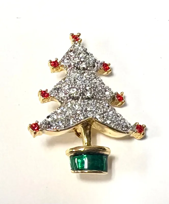 GOLD CHRISTMAS TREE BROOCH STONES ( 357 ) sold by Oh My Jewelry