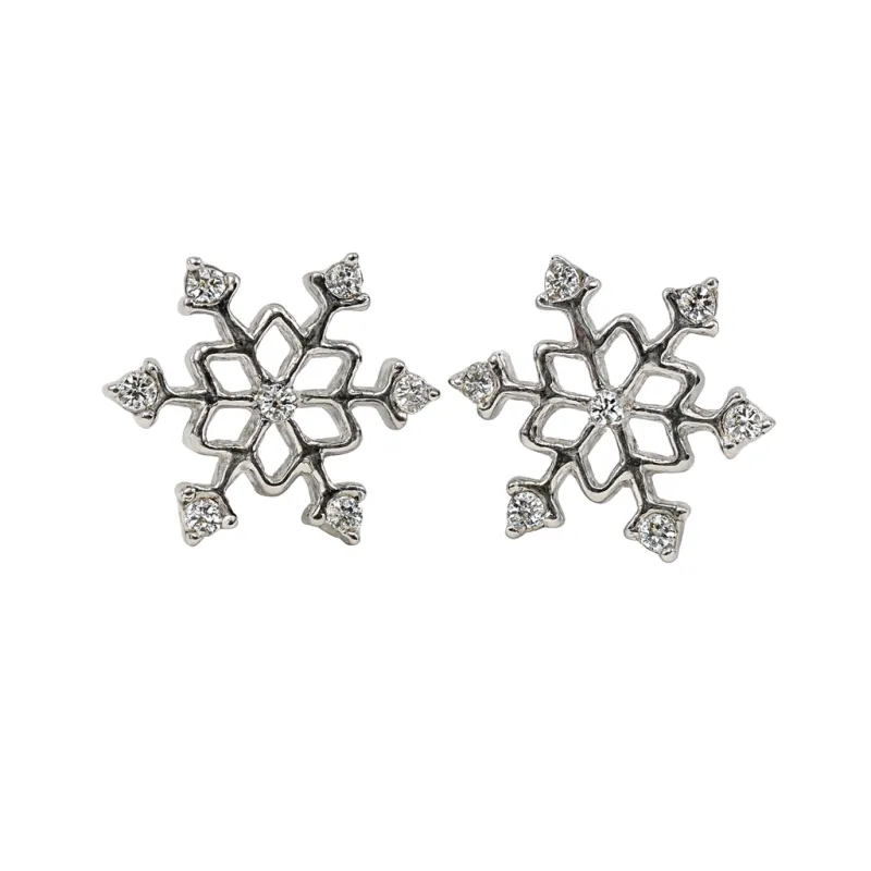 SILVER SNOWFLAKE STUD EARRINGS ( 350 ) sold by Oh My Jewelry