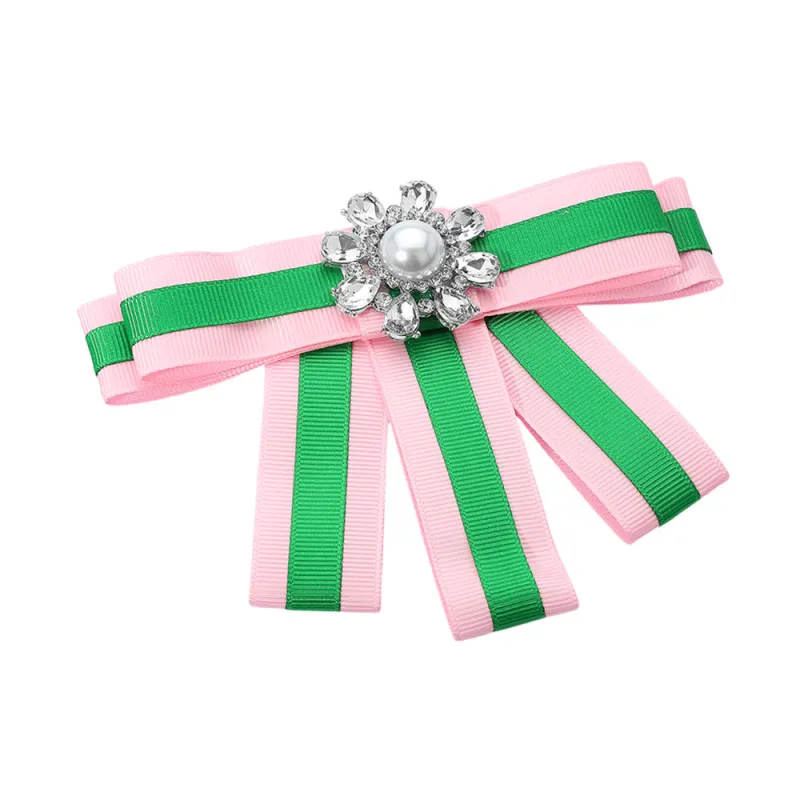 LARGE PINK GREEN RIBBON BROOCH ( 1077 PK ) made by Oh My Jewelry