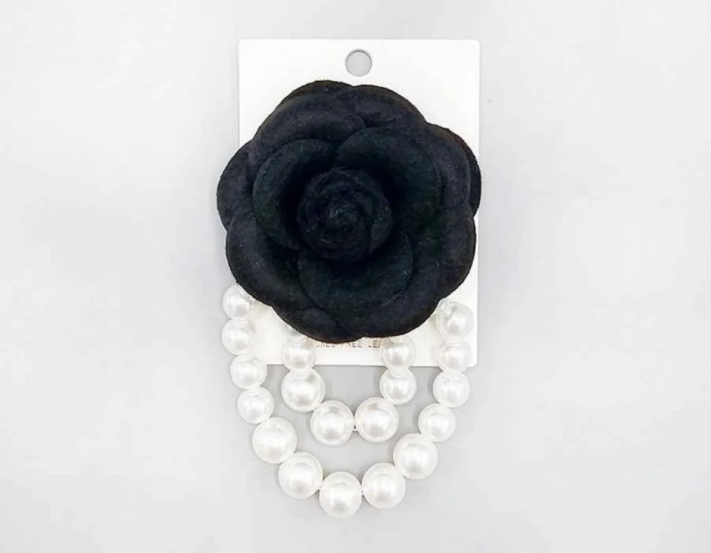BROOCH BLACK FLOWER PEARLS ( 1064 BK ) sold by Oh My Jewelry