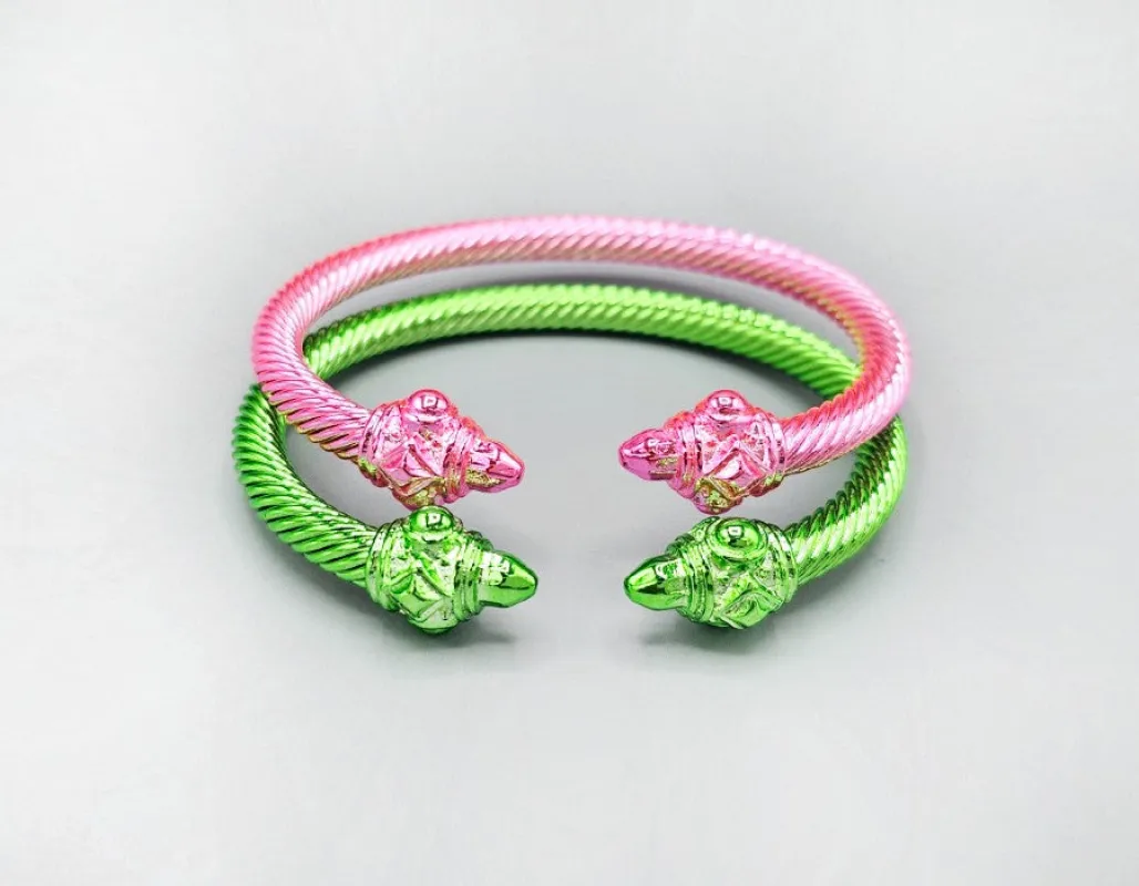 PINK GREEN CUFF BANGLE ( 1595 PKGRN ) sold by Oh My Jewelry