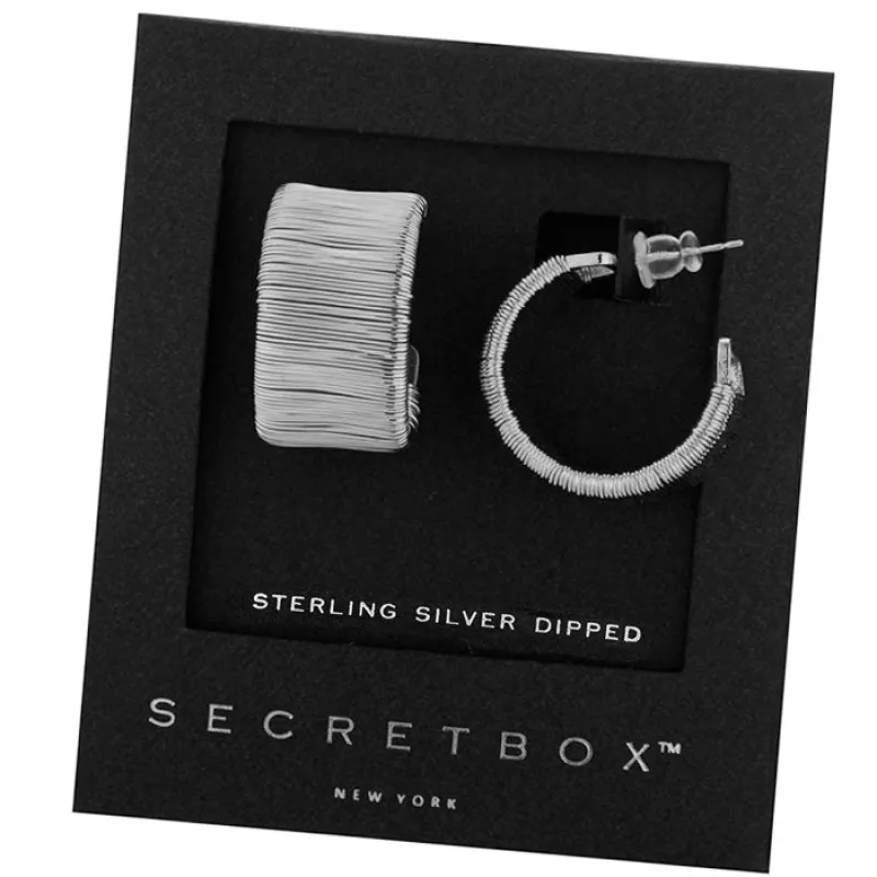 WHITE GOLD DIPPED HOOP EARRINGS ( 50066 WG ) sold by Oh My Jewelry