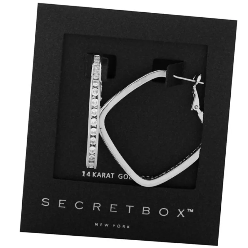 14K WHITE GOLD DIPPED HOOP EARRINGS 31mm ( 50061 WG ) sold by Oh My Jewelry