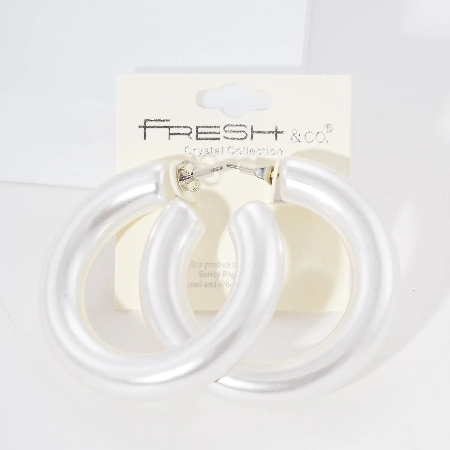 CREAM COLORED HOOP EARRINGS ( 4720 CR ) sold by Oh My Jewelry