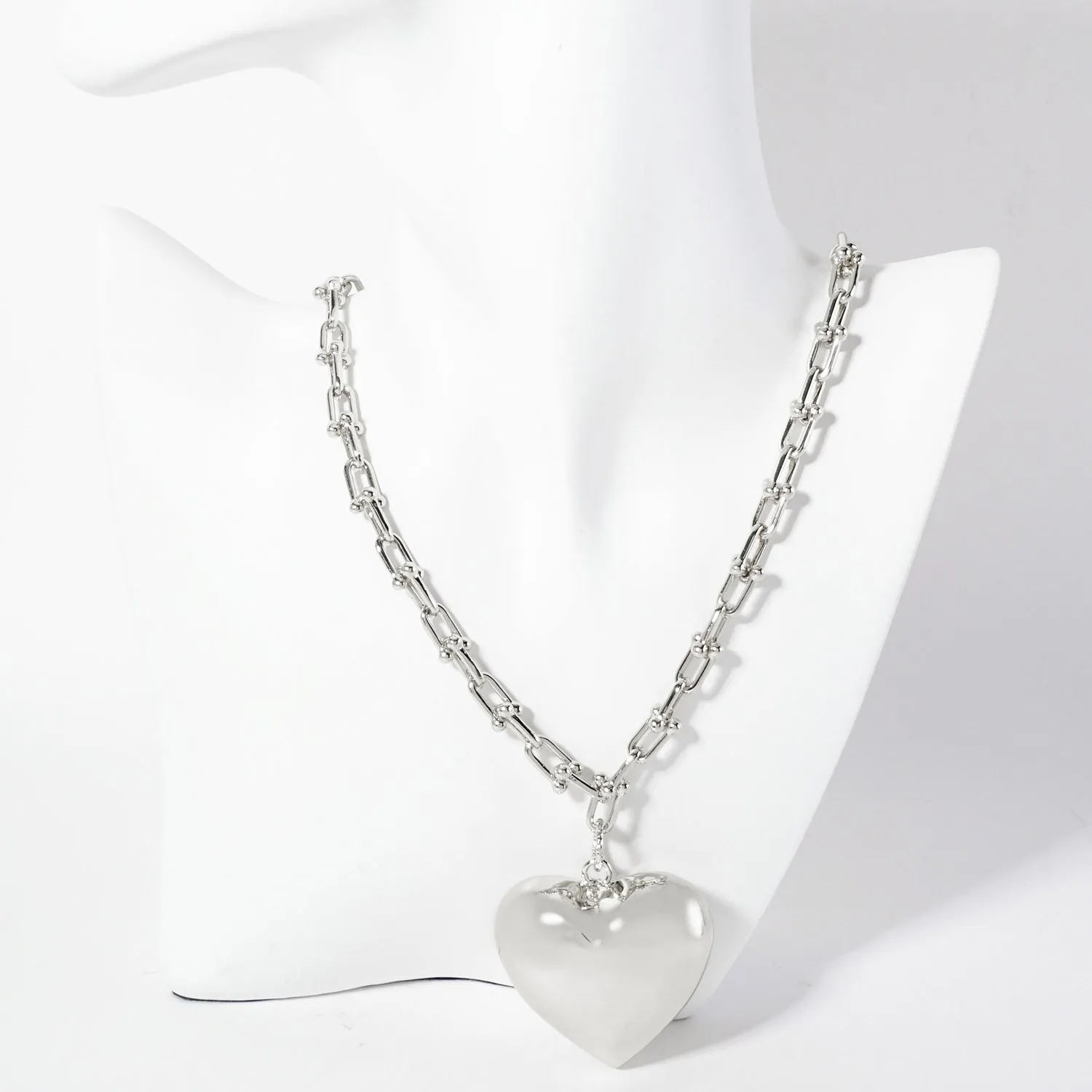 WHITE GOLD DIPPED HEART NECKLACE ( 6287 R ) sold by Oh My Jewelry