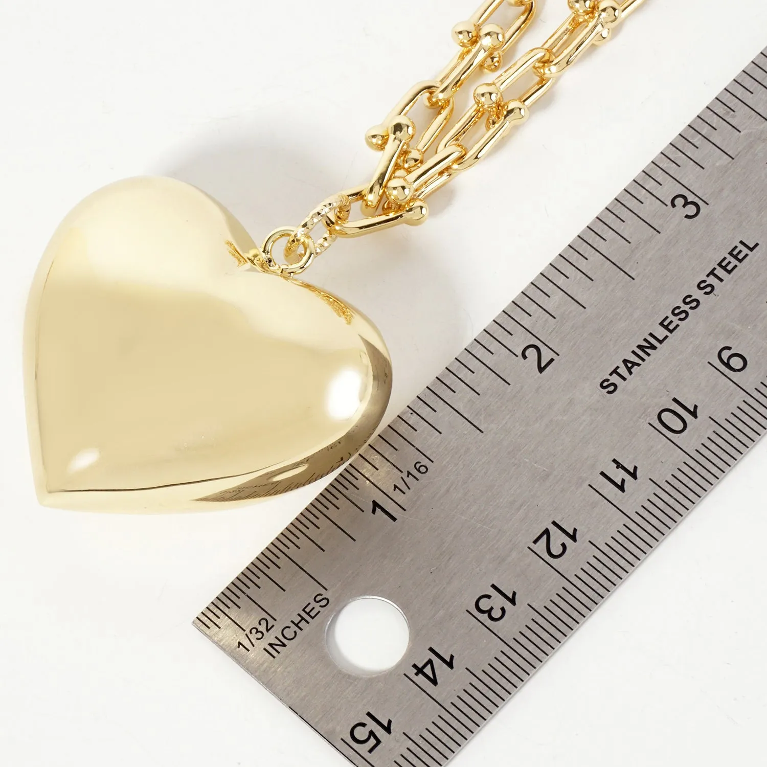 WHITE GOLD DIPPED HEART NECKLACE ( 6287 R ) sold by Oh My Jewelry product image thumbnail 2