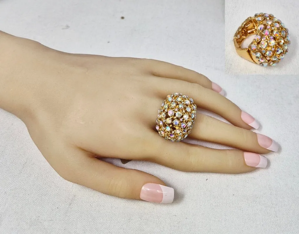 GOLD AB STONE STRETCH RING ( 10055 GAB ) made by Oh My Jewelry