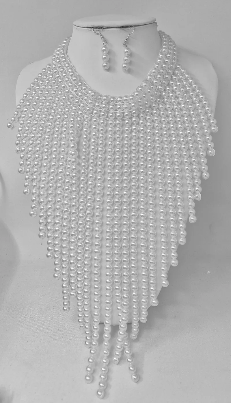 SILVER WHITE PEARL NECKLACE ( 11282 RWH ) sold by Oh My Jewelry