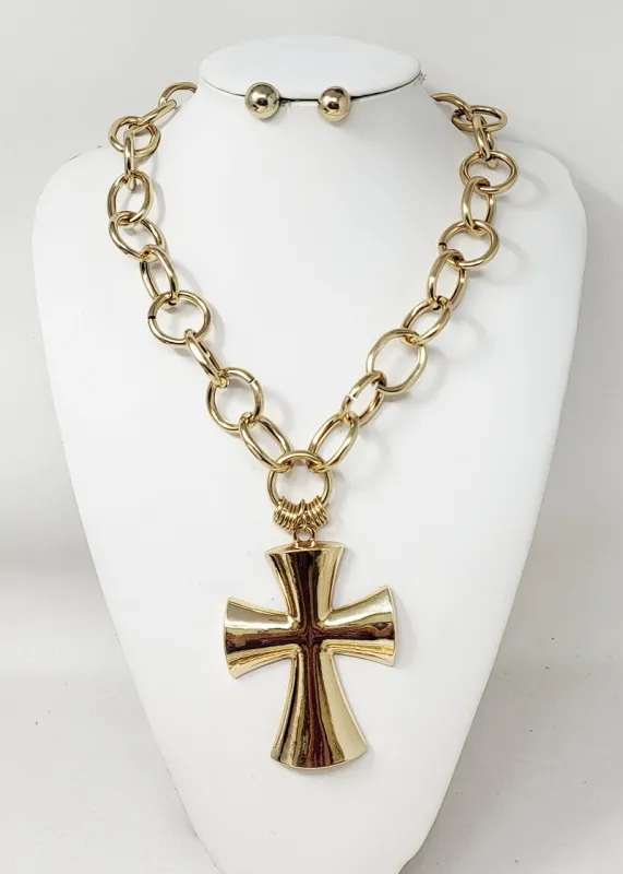 GOLD CROSS NECKLACE ( 11141 G ) sold by Oh My Jewelry
