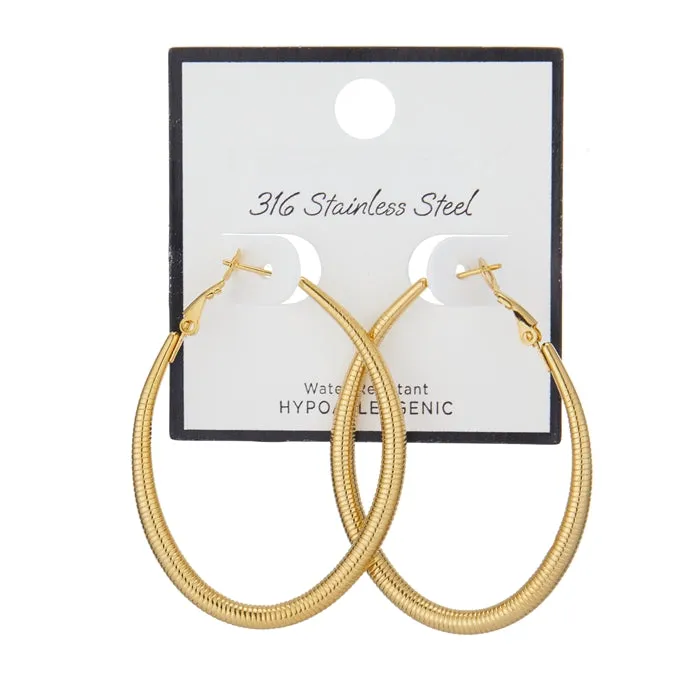 GOLD STAINLESS STEEL EARRINGS ( 70061 GD ) sold by Oh My Jewelry