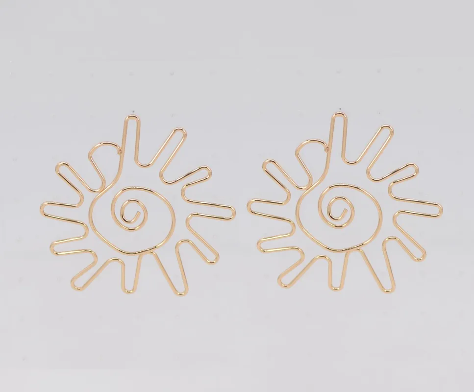 GOLD WIRE SUN EARRINGS ( 6618 GOL ) sold by Oh My Jewelry