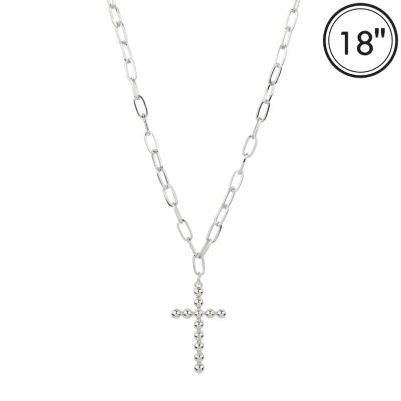 14K WHITE GOLD DIPPED CROSS NECKLACE ( 2232 RD ) sold by Oh My Jewelry