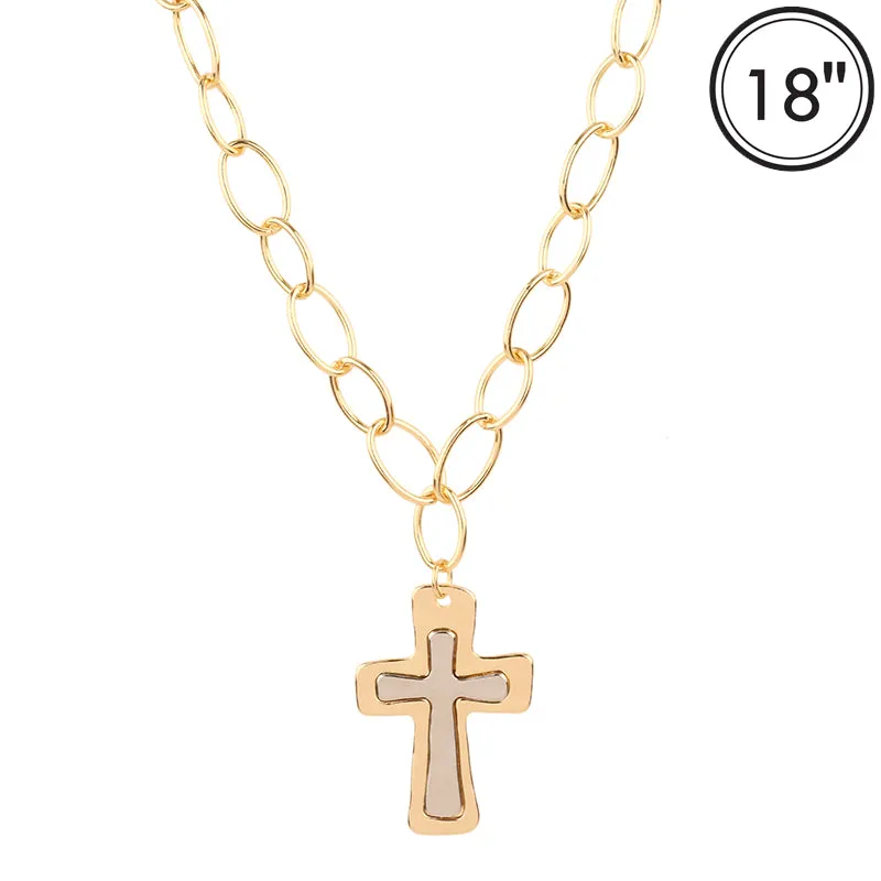 18K GOLD DIPPED NECKLACE CROSS ( 2235 GNR ) sold by Oh My Jewelry
