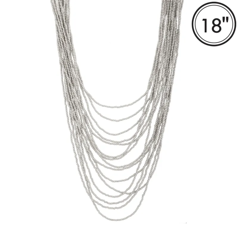 18K WHITE GOLD DIPPED SILVER BALL LAYERED NECKLACE ( 2168 RD ) sold by Oh My Jewelry