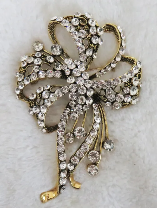 ANTIQUE GOLD CLEAR BROOCH PIN ( 2978 AGCL ) sold by Oh My Jewelry
