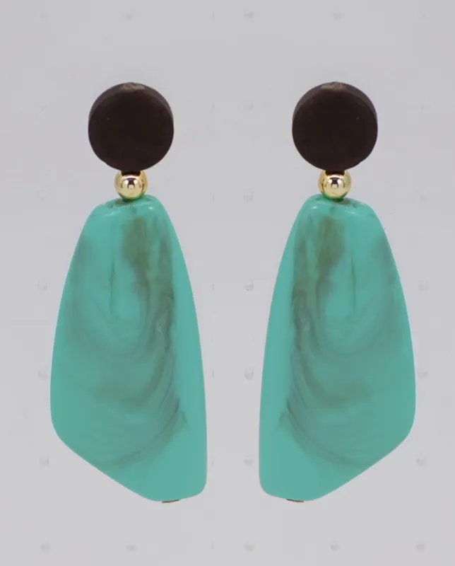 TURQUOISE DANGLING RESIN EARRINGS ( 2566 TQS ) made by Fiesta