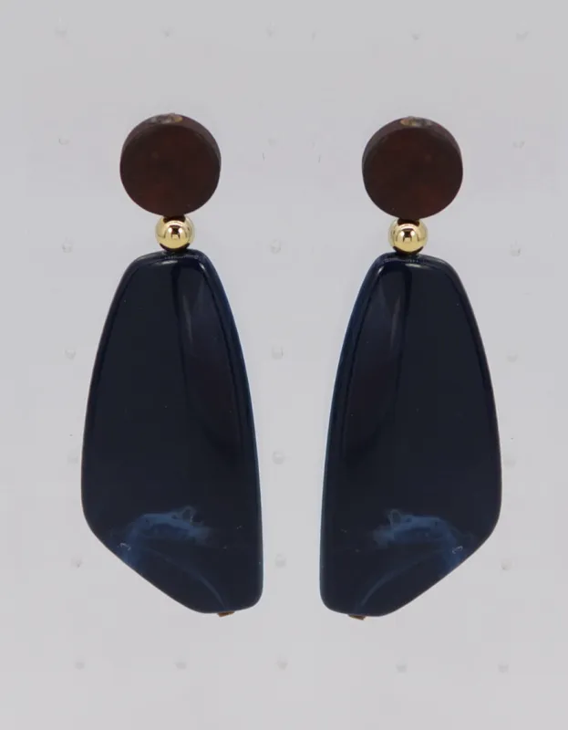 NAVY BLUE DANGLING RESIN EARRINGS ( 2566 NVY ) sold by Oh My Jewelry
