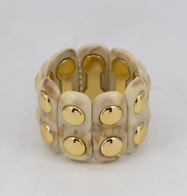 GOLD NATURAL BROWN RESIN STRETCH BRACELET ( 1474 GLNTL ) sold by Oh My Jewelry
