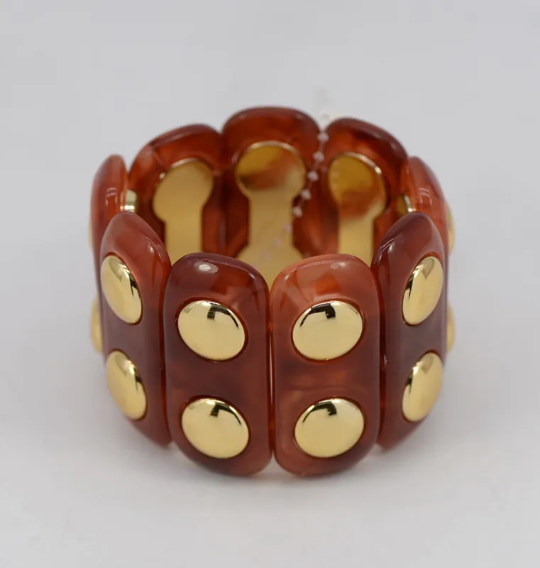 GOLD BROWN RESIN STRETCH BRACELET ( 1474 GLBRN ) sold by Oh My Jewelry