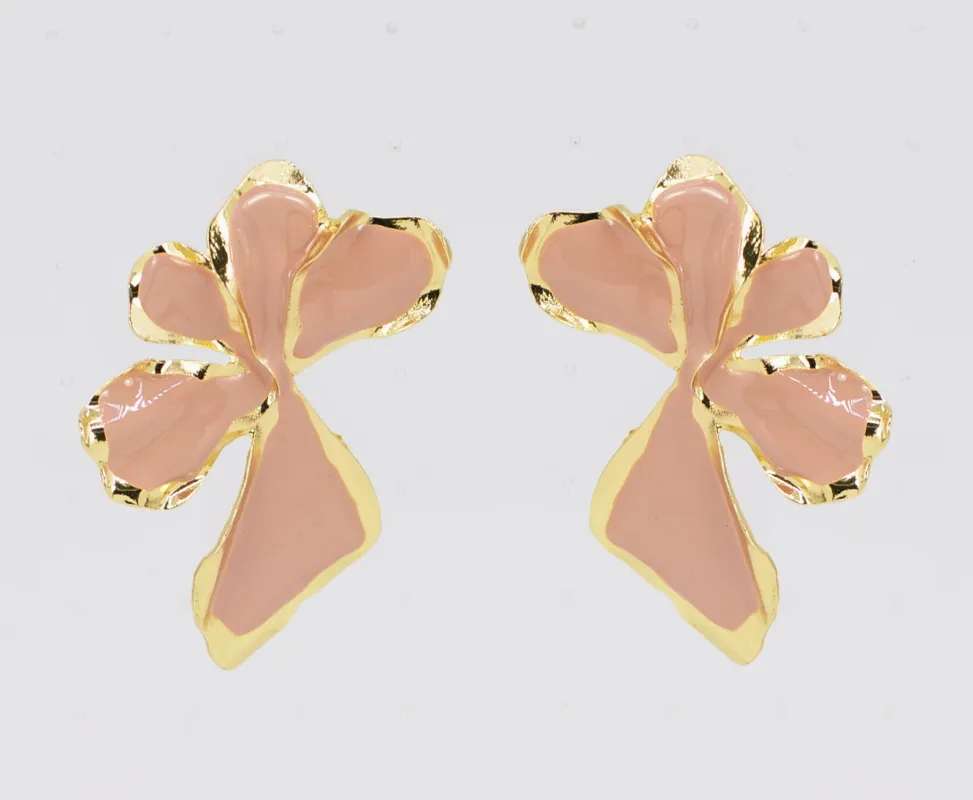 PINK FLOWER EARRINGS ( 5204 GLPNK ) sold by Oh My Jewelry