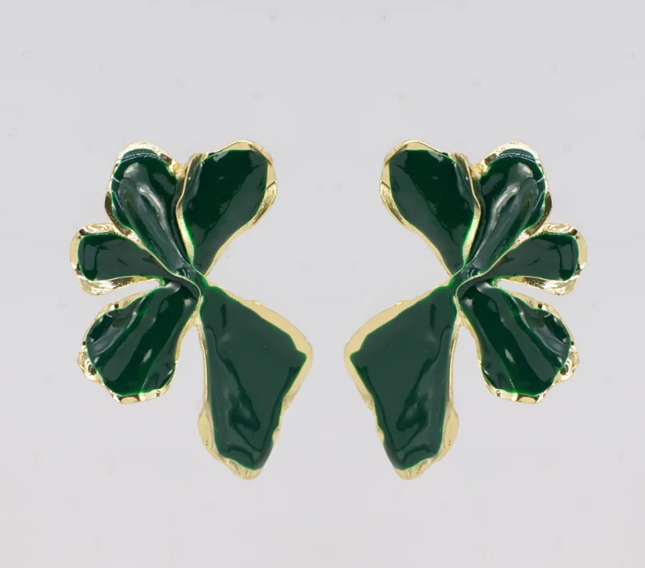 GREEN FLOWER EARRINGS ( 5204 GLHGH ) sold by Oh My Jewelry