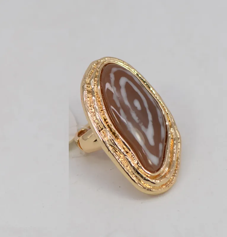 GOLD NATURAL BROWN RESIN RING ( 1017 GLNTL ) made by Fiesta