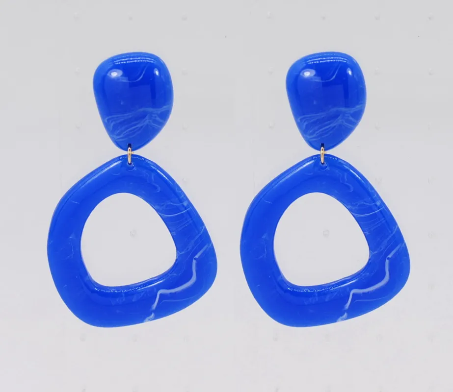 ROYAL BLUE RESIN EARRINGS ( 6637 RBL ) sold by Oh My Jewelry
