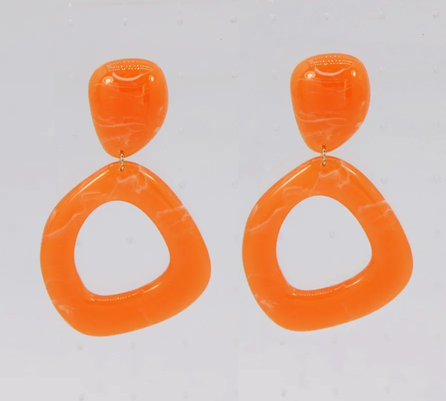 ORANGE RESIN EARRINGS ( 6637 ORG ) sold by Oh My Jewelry