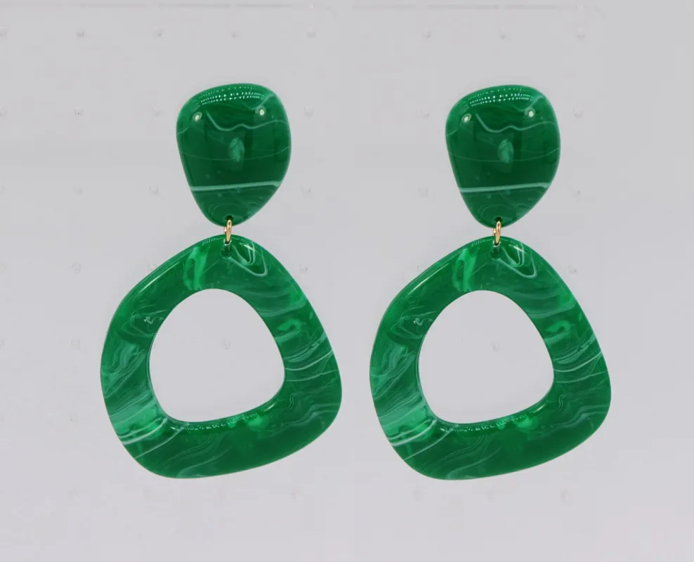 GREEN RESIN EARRINGS ( 6637 GRN ) sold by Oh My Jewelry