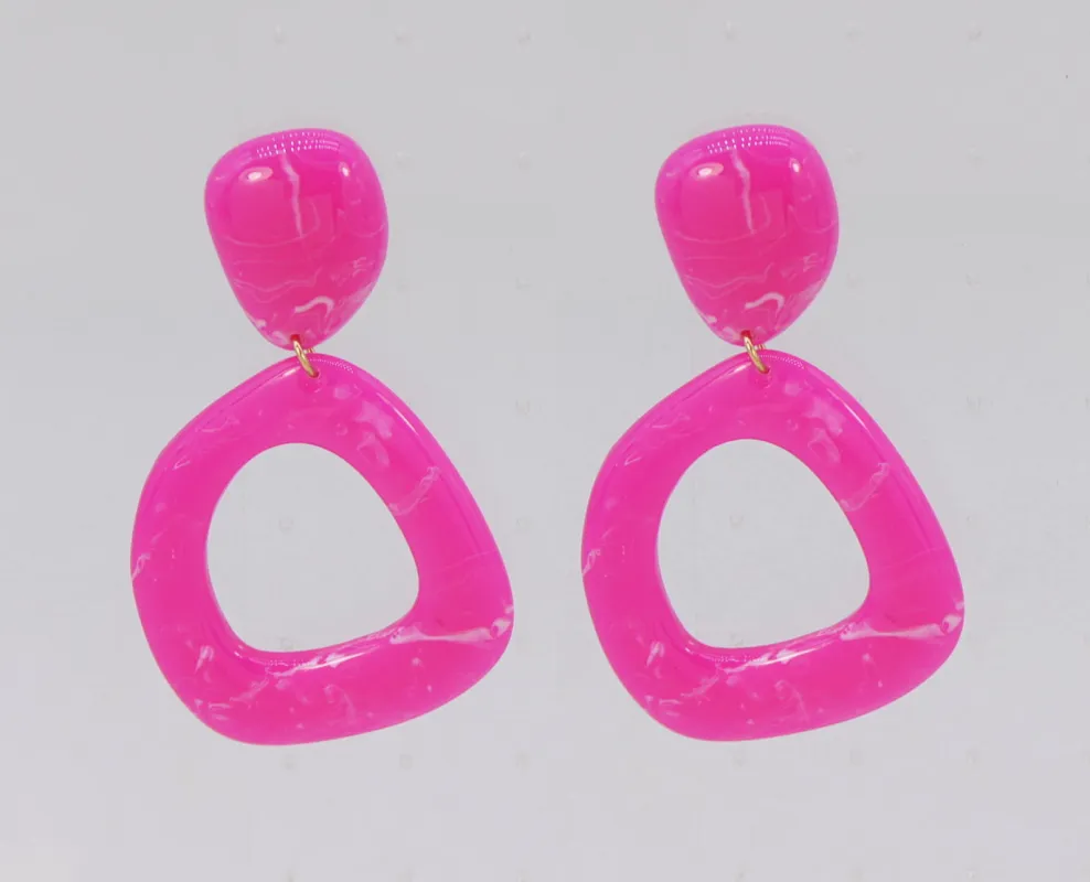 FUCHSIA RESIN EARRINGS ( 6637 FUS ) sold by Oh My Jewelry