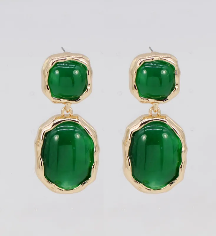 OVAL DOUBLE LINK EARRINGS ( 6353 GLGRN ) sold by Oh My Jewelry