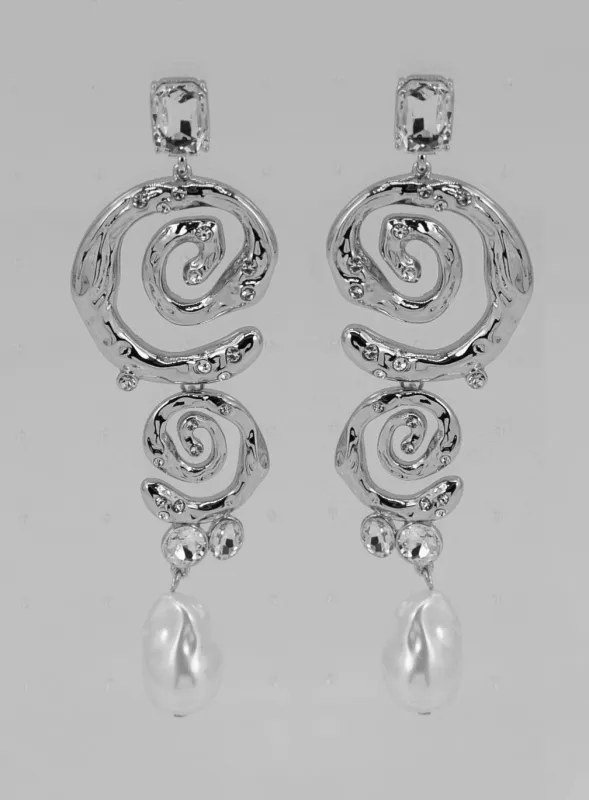 SILVER EARRINGS PEARL ( 6255 SLCRM ) sold by Oh My Jewelry
