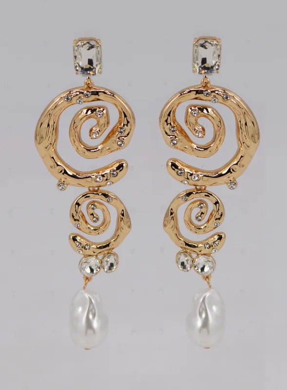GOLD EARRINGS PEARL ( 6255 GLCRM ) sold by Oh My Jewelry