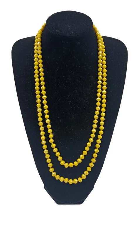8mm 60" Knotted Beaded Long Necklace YELLOW ( 0064 YW F84AB ) sold by Oh My Jewelry