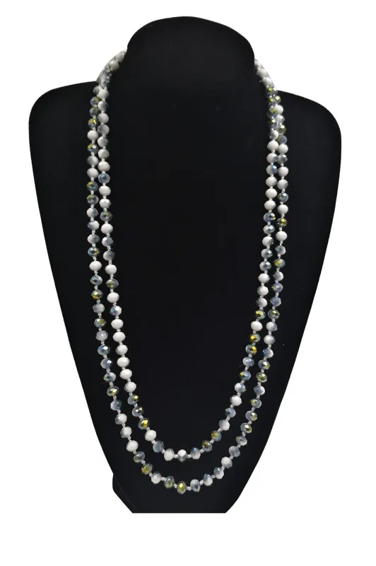 8mm 60" Knotted Beaded Long Necklace WHITE ( 0064 WH 213 ) sold by Oh My Jewelry