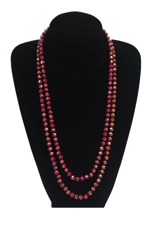 8mm 60" Knotted Beaded Long Necklace RED ( 0064 RD407 ) sold by Oh My Jewelry