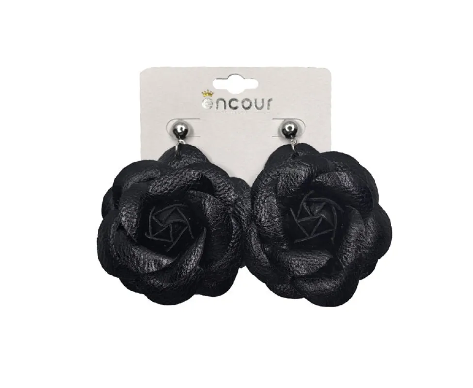 BLACK FLOWER EARRINGS ( 0573 3BK ) sold by Oh My Jewelry