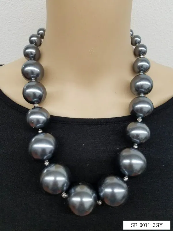 SILVER GREY PEARL NECKLACE ( 0011 3GY ) sold by Oh My Jewelry