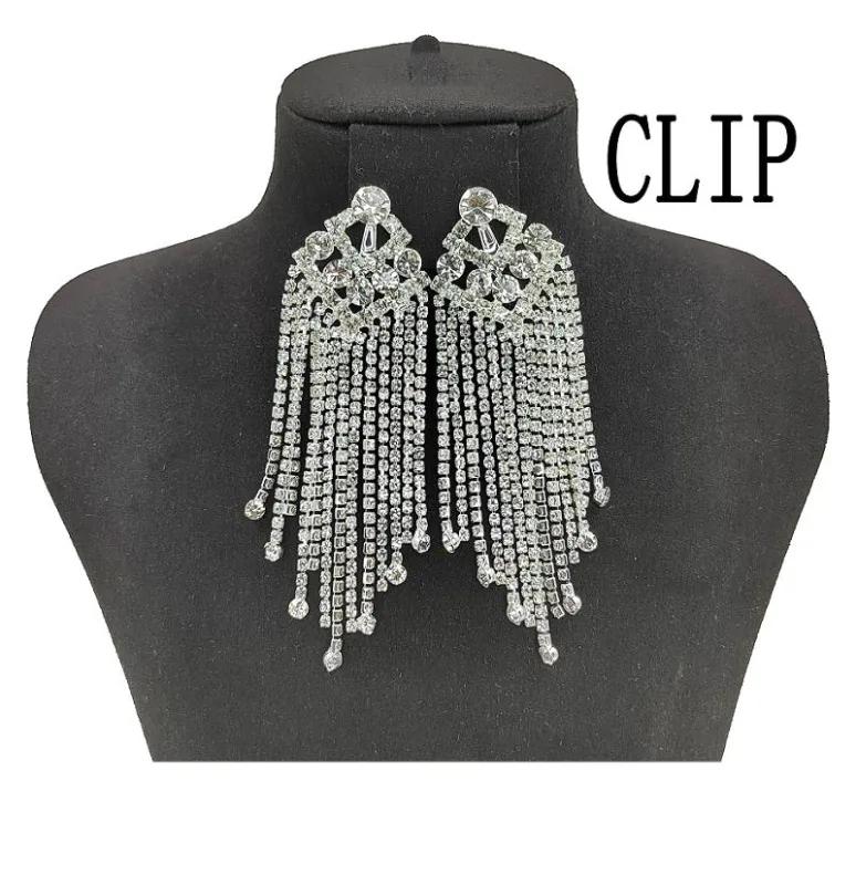 SILVER CLIP ON EARRINGS CLEAR STONES ( 0471C 1C ) sold by Oh My Jewelry