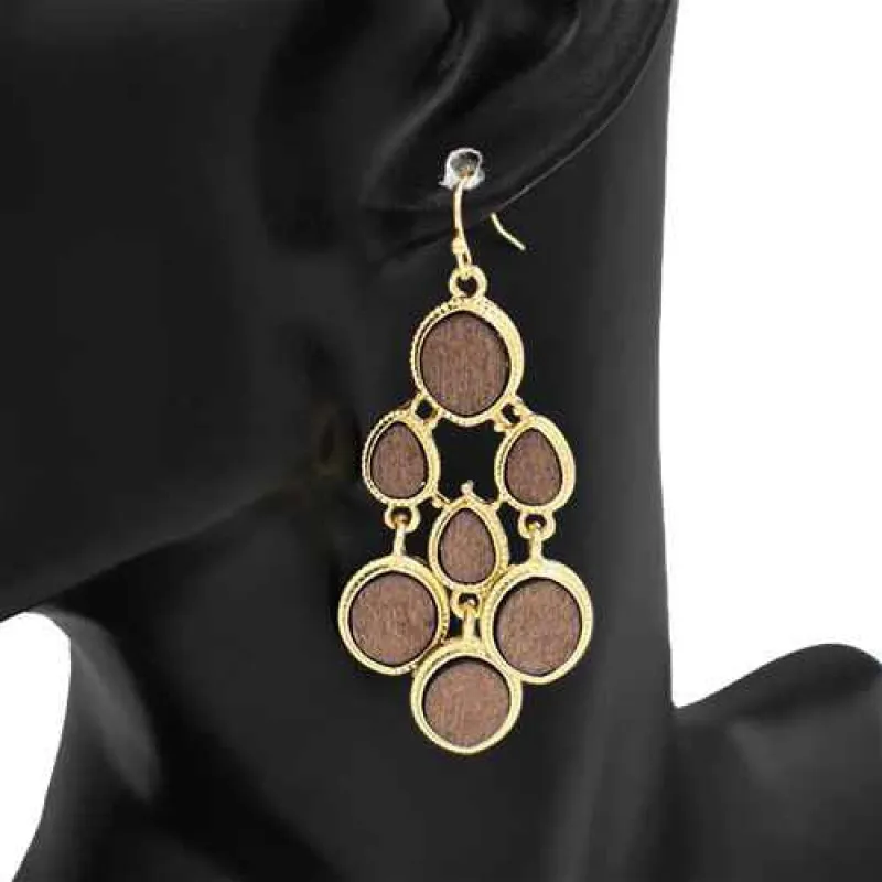GOLD BROWN DANGLING EARRINGS ( 2736 GDDBR ) sold by Oh My Jewelry