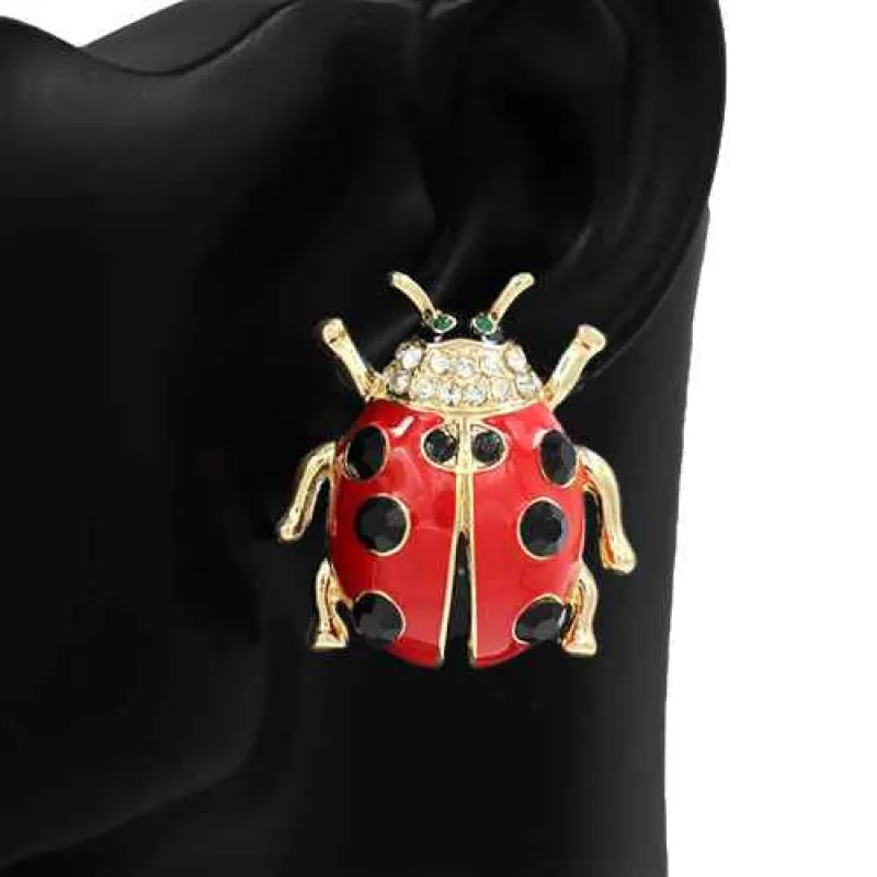LARGE LADYBUG EARRINGS ( 4582 GD ) sold by Oh My Jewelry
