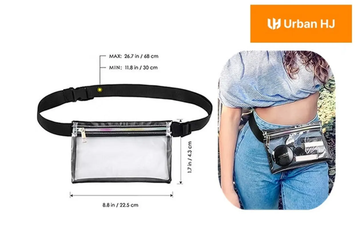 BLACK CLEAR FANNY PACK ( 960 ) sold by Oh My Jewelry