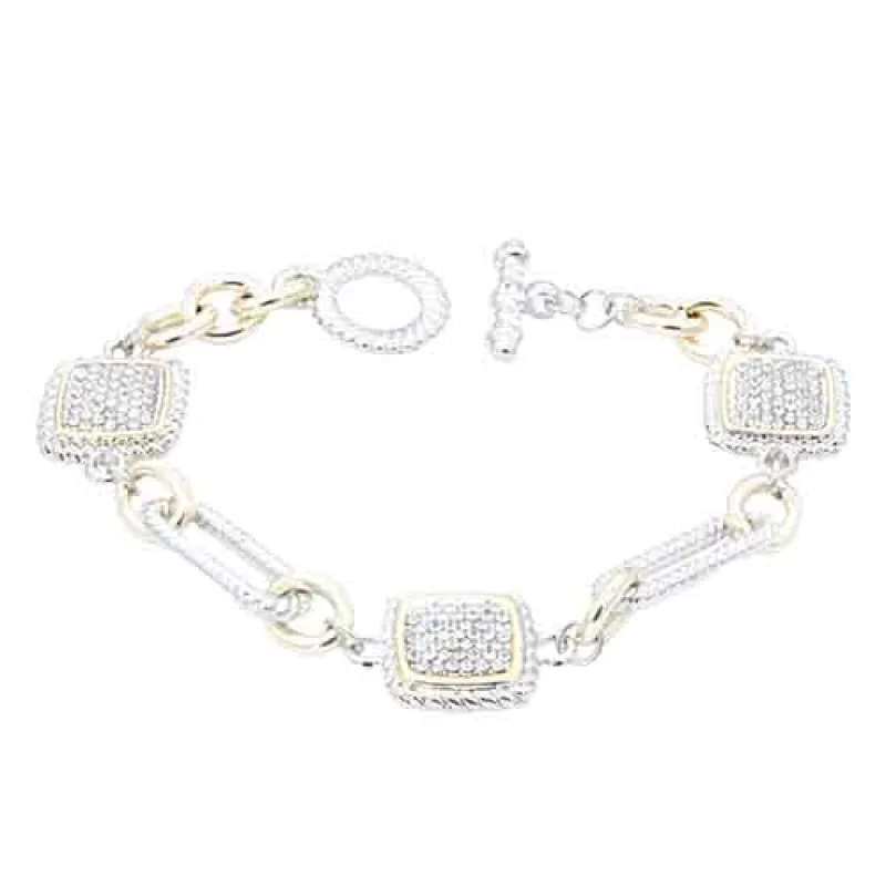 14K GOLD PLATED BRACELET CZ STONES ( 952 2T ) sold by Oh My Jewelry