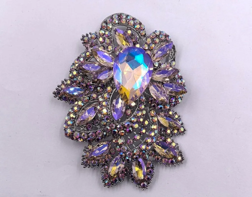 SILVER BROOCH PINK AB STONES ( 0055 3PKX ) sold by Oh My Jewelry