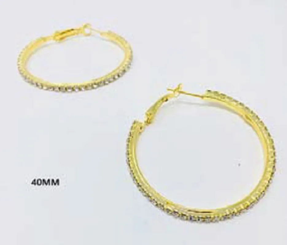 40mm Gold Clear Rhinestone Hoop Earrings ( 0134 GCL ) sold by Oh My Jewelry