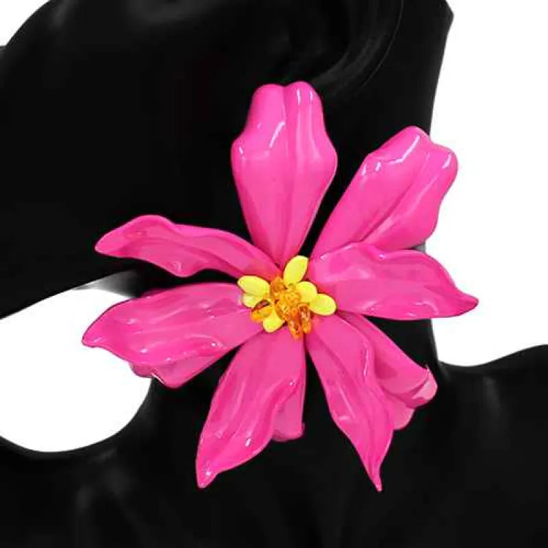 PINK FLOWER EARRINGS ( 2870 PK ) sold by Oh My Jewelry