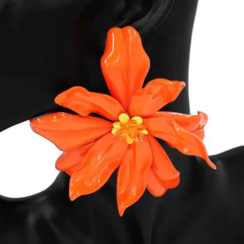 ORANGE FLOWER EARRINGS ( 2870 OR ) sold by Oh My Jewelry