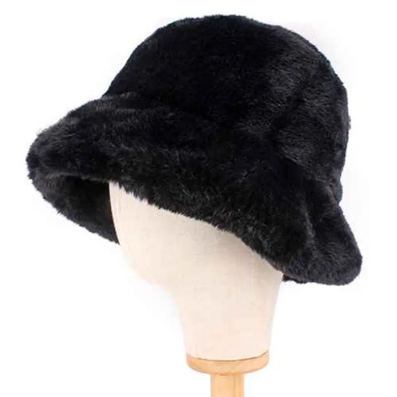 BLACK BUCKET HAT FAUX FUR ( 2869 BK ) sold by Oh My Jewelry