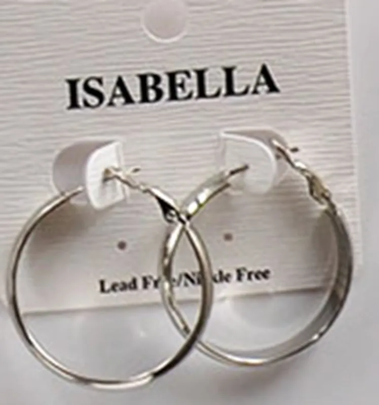 WHITE GOLD DIPPED HOOP EARRINGS SMALL ( 2405 SS ) sold by Oh My Jewelry
