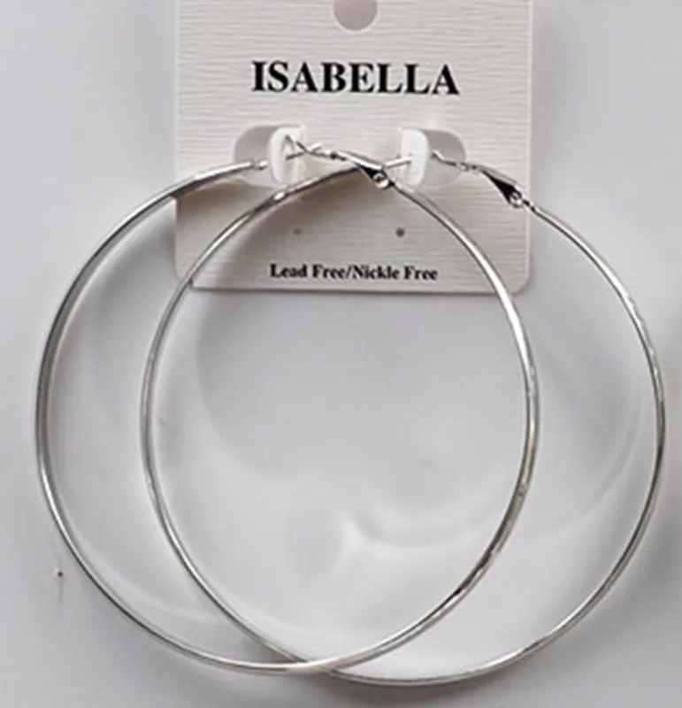 WHITE GOLD DIPPED HOOP EARRINGS EXTRA LARGE ( 2405 SXL ) sold by Oh My Jewelry